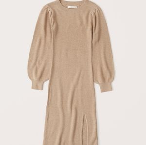 Ribbed Puff Sleeve Sweater Dress Small